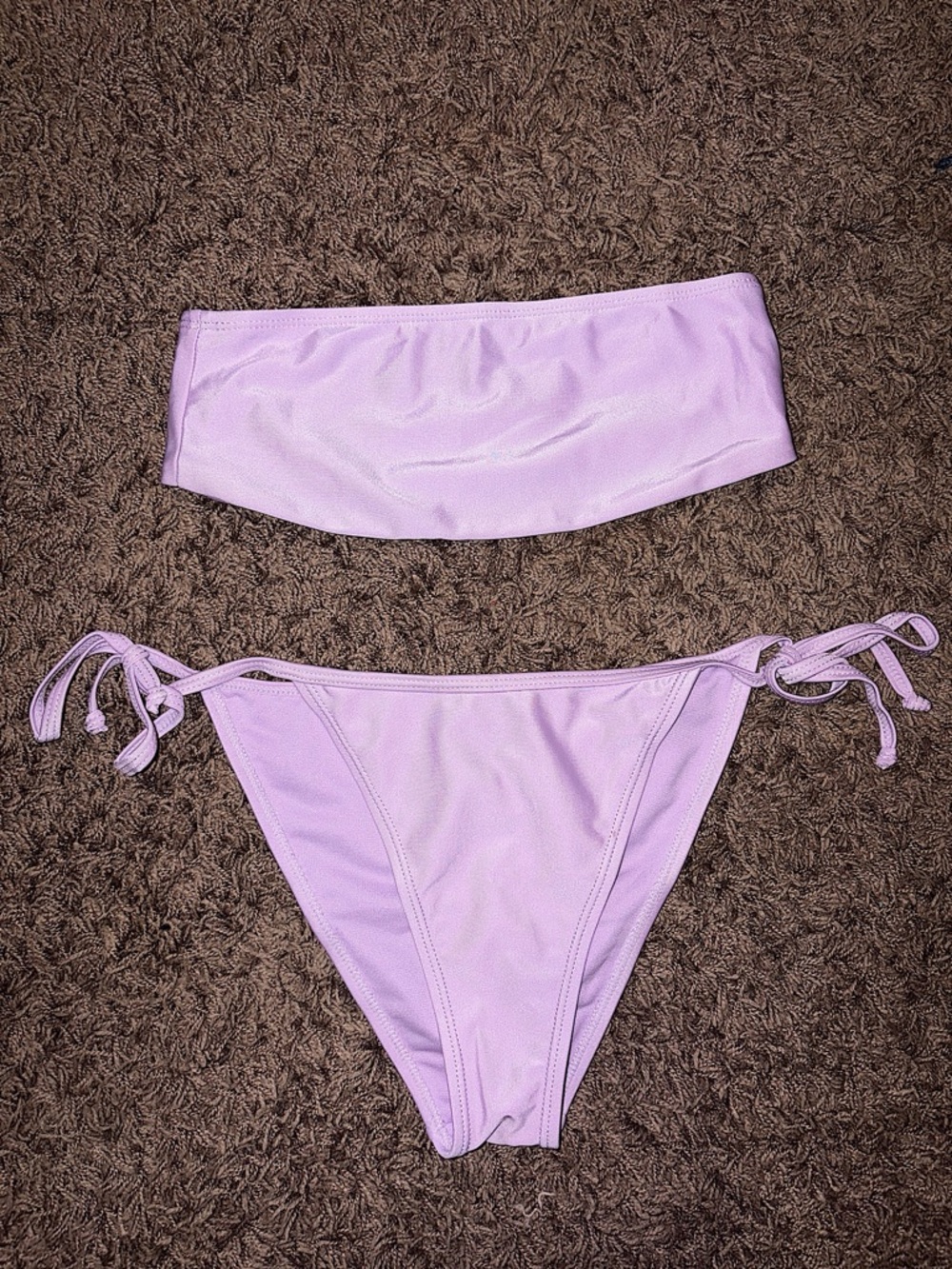 PrettyLittleThing Lilac Bandeau Tie-Side Bikini Set